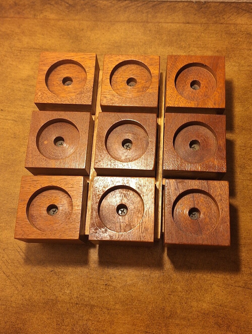 Votive Vintage Natural Wood Block Candle Holder.